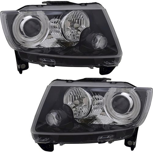 TYC Scheinwerfer Set für Jeep Compass MK49 Grand Cherokee WK2 Schwarz LWR Motor