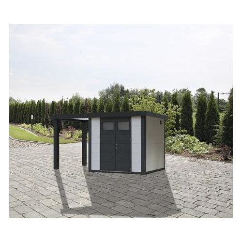 Gartenhaus Classico 2724 inkl. Regenrinne mit Seitendach links weiß 456 x 259 cm weiß