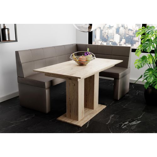 Eckbankgruppe 196x142 cm BLAKE XL L Kunstleder Grafit / Esstisch DANTE Sonoma