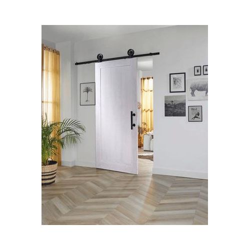 Intersteel Schiebetür-Komplettset Legno Barn Door Wheel top schwarz 93x211,5 cm inkl. Türblatt, Schiebetürbeschlag Wheel Top und Griff-Set