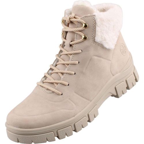 Rieker Damen Winterstiefeletten/ Schnürstiefeletten Beige Kunstleder Größe: 36