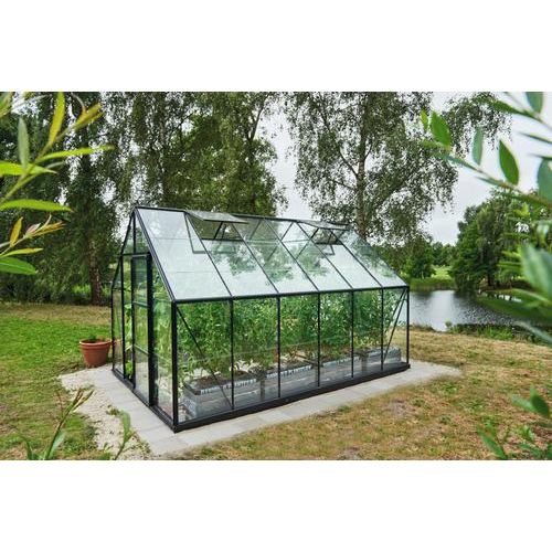 Gewächshaus Halls Universal 128 9,9 m² Blankglas 3 mm 257 x 384 cm schwarz