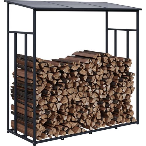 Premium Kaminholzregal Feuerholzregal Lager Brennholz Stapelhilfe Holzunterstand überdacht anthrazit 145x145x57 cm