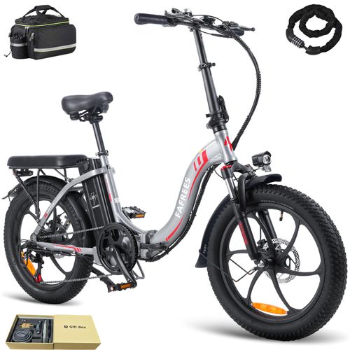 E-bike klapprad Rostfreie Aluminiumlegierung 36 V 16 Ah 576 Wh bis zu 100 -130 km Wasserdicht IPX5 20 zoll 7 Gang, Grau