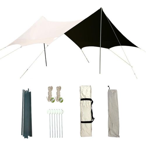 Campingzelt, Partyzelt im Freien, Picknickausrüstung, 4,4 x 3,4 x 2,2 m, Sonnen- und Windschutz, geeignet für Camping, Strand, Garten, weiß