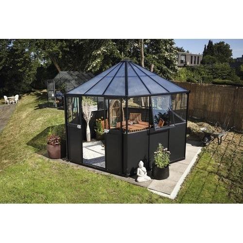 Gewächshaus Vitavia Hera Life 9000 Einscheibensicherheitsglas/ Hohlkammerplatten 382x331 cm schwarz