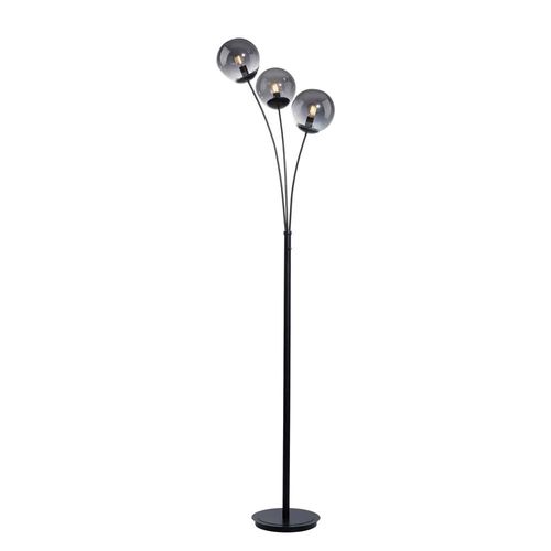 Stehleuchte, Schwarz, Rauchglas, H 185 cm