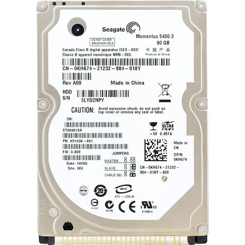 Festplatte Dell 80Gb ST980815A 8Mb Cache 5400Rpm ATA/100 2,5