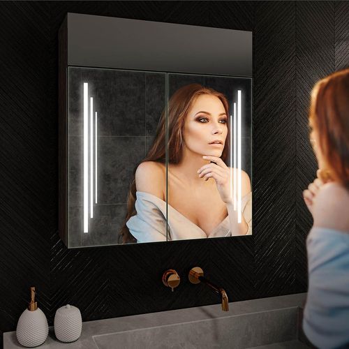 Spiegelschrank mit LED Beleuchtung - Emily 66.5x72 cm - LED Farbe Kaltweiß 7000K - SZ2L027