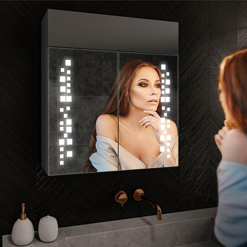 Spiegelschrank mit LED Beleuchtung - Emily 66.5x72 cm - LED Farbe Kaltweiß 7000K - SZ2L038