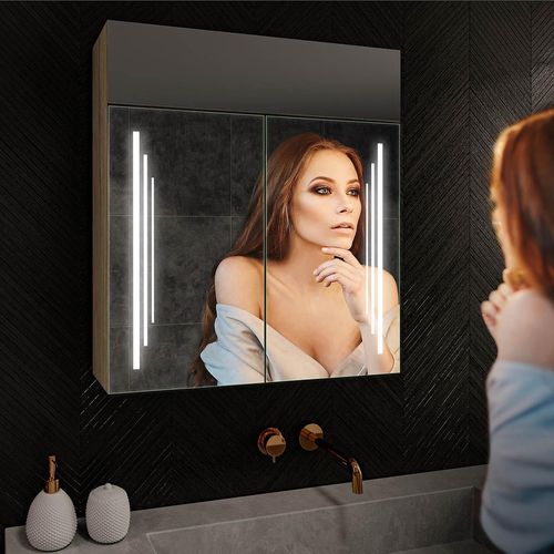 Spiegelschrank mit LED Beleuchtung - Emily 66.5x72 cm - LED Farbe Kaltweiß 7000K - SZ2L027