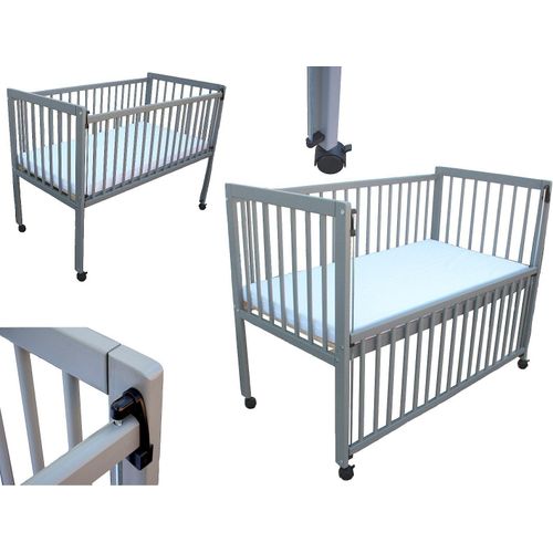 Kinderbett / Beistellbett / Babybett 2in1 120x60cm mit Matratze grau
