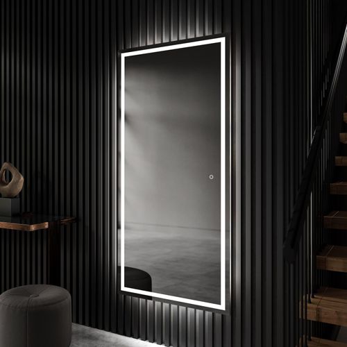 Artforma Badspiegel 80x140 cm - mit LED Beleuchtung - Großer Wandspiegel mit LED Beleuchtung - LED Farbe Kaltweiß 7000K - Individuell Nach Maß - Beleuchtet Wandspiegel Lichtspiegel Badezimmerspiegel | Lichtschalter: Sensor |PIO049
