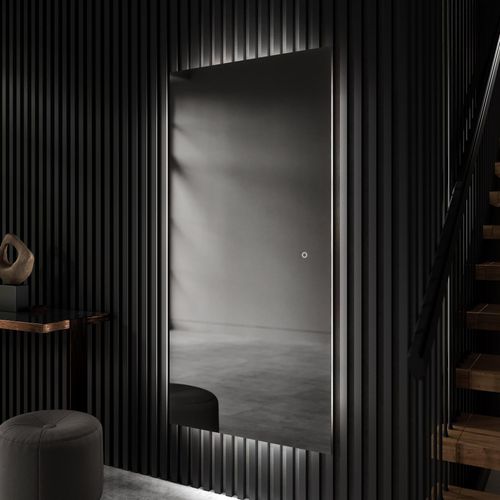 Artforma Badspiegel 100x180 cm - mit LED Beleuchtung - Großer Wandspiegel mit LED Beleuchtung - LED Farbe Kaltweiß 7000K - Individuell Nach Maß - Beleuchtet Wandspiegel Lichtspiegel Badezimmerspiegel | Lichtschalter: Sensor |PIO058