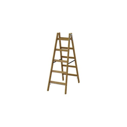 PROTEC.class PHSPSL25 Holz-Sprossen-Stehleiter, 2x5