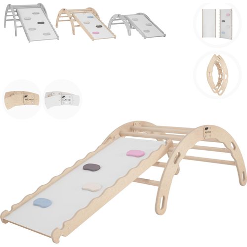 Kletterbogen mit rutsche, Kletterdreieck, Baby klettern, Regenbogenwippe aus holz, Holzbogen für Kinder, Rutschbrett für spielplatz, Klettergerüst ind