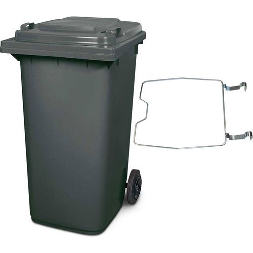 BRB Mülltonne MGB 240 Liter, mit Klemmring für Müllsäcke (grau)