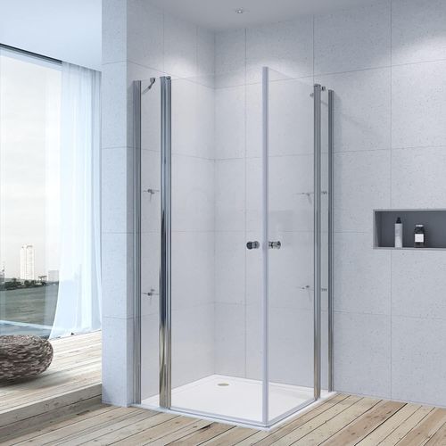 AQUALAVOS Duschkabine Eckeinstieg 120x120cm mit NANO Beschichtung Duschablage Heb-/Senk-Technik