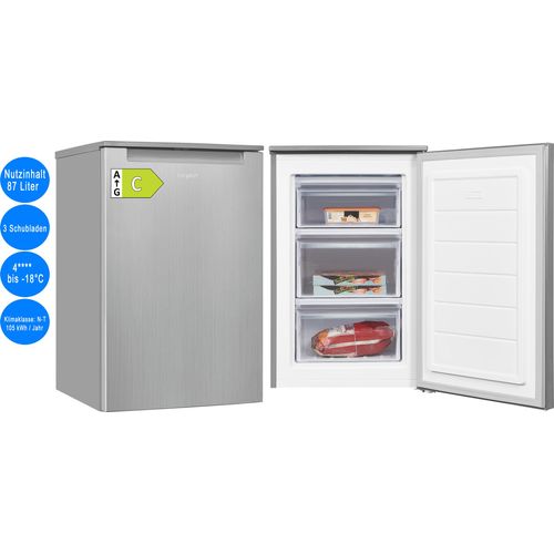 exquisit Gefrierschrank freistehend Silber 87 L Eisschrank 55cm breit