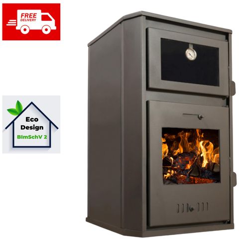 Kaminofen Holzofen Wasserführend mit Backfach Balkan Energy Modell Rosana 18.56kW - 24.56kW