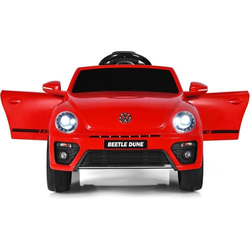 Elektroauto für Kinder, 12V Kinderfahrzeug mit 2,4G Fernbedienung, Kinderauto elektrisch mit LED-Licht & Musik & Sicherheitsgurt, 2-Sitzer Elektroauto für Kinder 3–8 Jahre (Rot)