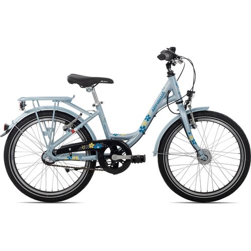 Almrausch Zucker 3 20 Wave Mädchenfahrrad mit Blumen 20 Zoll Hellblau 30 cm