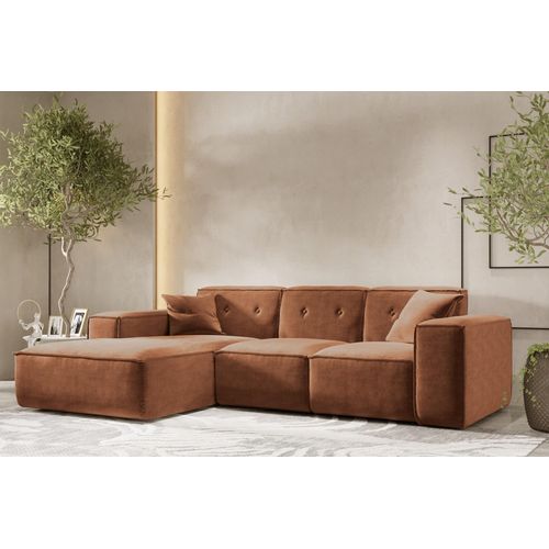 Ecksofa Designersofa CESINA Stoff Perfect Harmony Rostbraun Ottomane Links