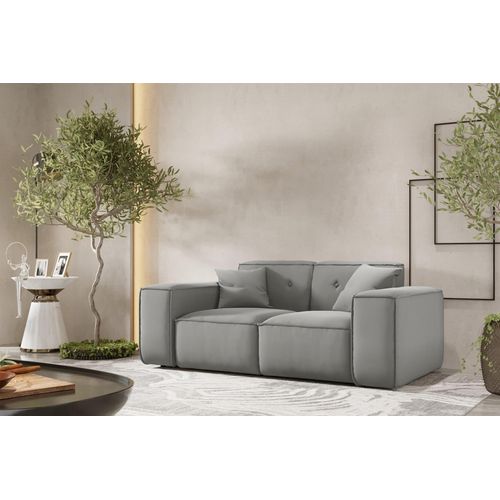 Sofa Designersofa CESINA 2-Sitzer in Stoff Opera Velvet Steingrau