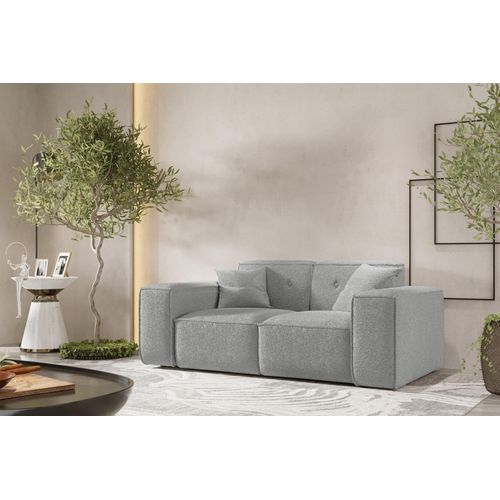 Sofa Designersofa CESINA 2-Sitzer in Stoff Ascot Bukla Grau