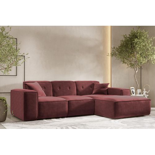 Ecksofa Designersofa CESINA Stoff Perfect Harmony Bordeauxrot Ottomane Rechts