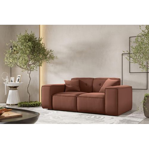 Sofa Designersofa CESINA 2-Sitzer in Stoff Opera Velvet Braun