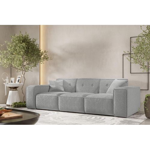 Sofa Designersofa CESINA 3-Sitzer in Stoff Ascot Bukla Grau