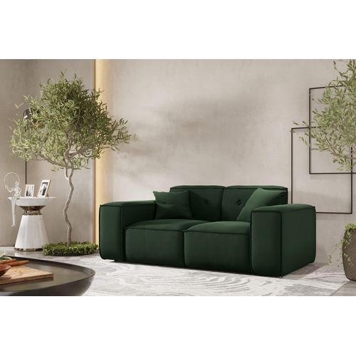 Sofa Designersofa CESINA 2-Sitzer in Stoff Opera Velvet Dunkelgrün