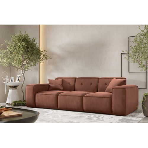 Sofa Designersofa CESINA 3-Sitzer in Stoff Opera Velvet Braun