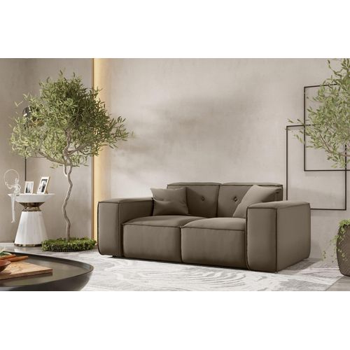 Sofa Designersofa CESINA 2-Sitzer in Stoff Opera Velvet Taupe
