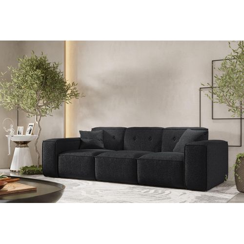 Sofa Designersofa CESINA 3-Sitzer in Stoff Ascot Bukla Schwarz
