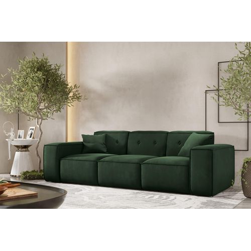 Sofa Designersofa CESINA 3-Sitzer in Stoff Opera Velvet Dunkelgrün