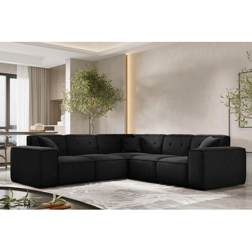Ecksofa Designersofa CESINA in Stoff Opera Velvet Schwarz Seite Universal