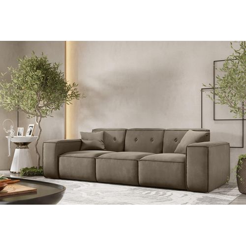 Sofa Designersofa CESINA 3-Sitzer in Stoff Opera Velvet Taupe