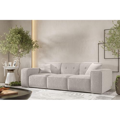 Sofa Designersofa CESINA 3-Sitzer in Stoff Ascot Bukla Creme