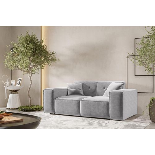 Sofa Designersofa CESINA 2-Sitzer in Stoff Perfect Harmony Grau