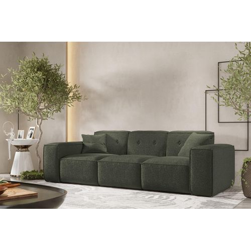 Sofa Designersofa CESINA 3-Sitzer in Stoff Ascot Bukla Winter Moss