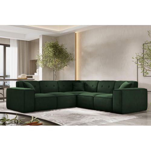 Ecksofa Designersofa CESINA in Stoff Opera Velvet Dunkelgrün Seite Universal
