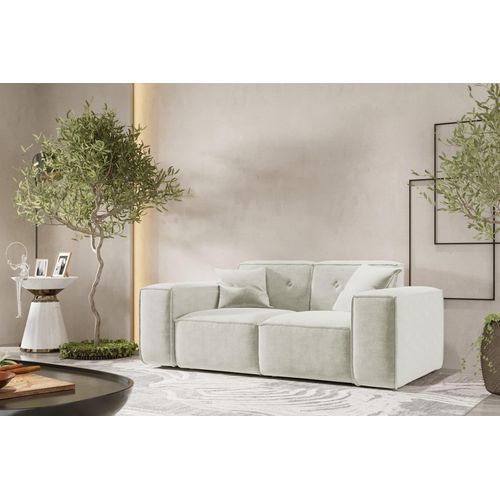 Sofa Designersofa CESINA 2-Sitzer in Stoff Perfect Harmony Cremeweiß
