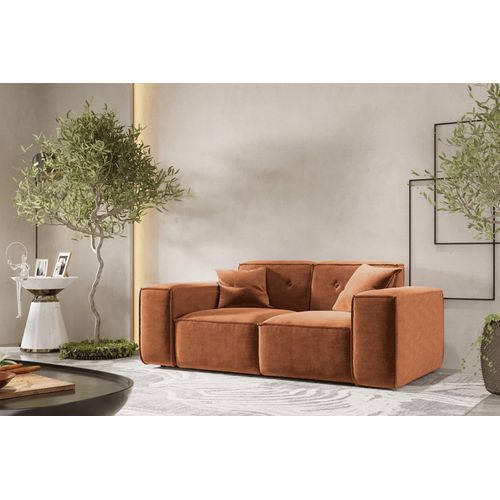 Sofa Designersofa CESINA 2-Sitzer in Stoff Perfect Harmony Rostbraun