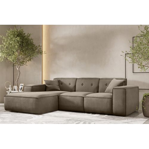 Ecksofa Designersofa CESINA Stoff Opera Velvet Taupe Ottomane Links