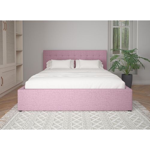 Bett 180 cm in Lila Stoff
