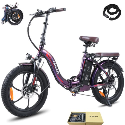 E-bike klapprad 20 zoll Akku 36 V 18 Ah 648 Wh Rostfreie Aluminiumlegierung Wasserdicht IPX5 bis zu 120 - 150 km Pedelec 7 Gang, Lila