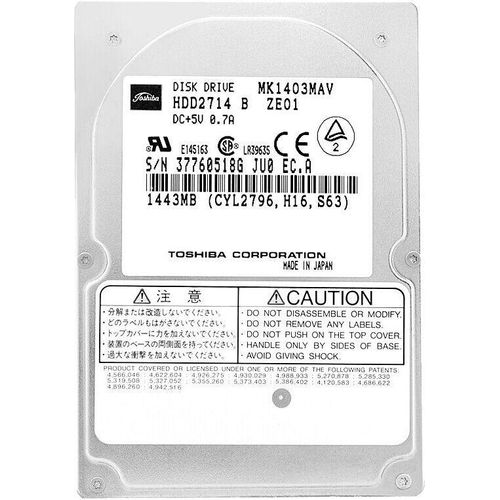 Festplatte Toshiba MK1403MAV 1.4GB ATA/IDE 4200Rpm 2,5