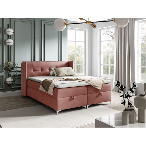Boxspringbett Bett Schlafzimmerbett 120x200cm GENET Stoff Matt Velvet Rosa